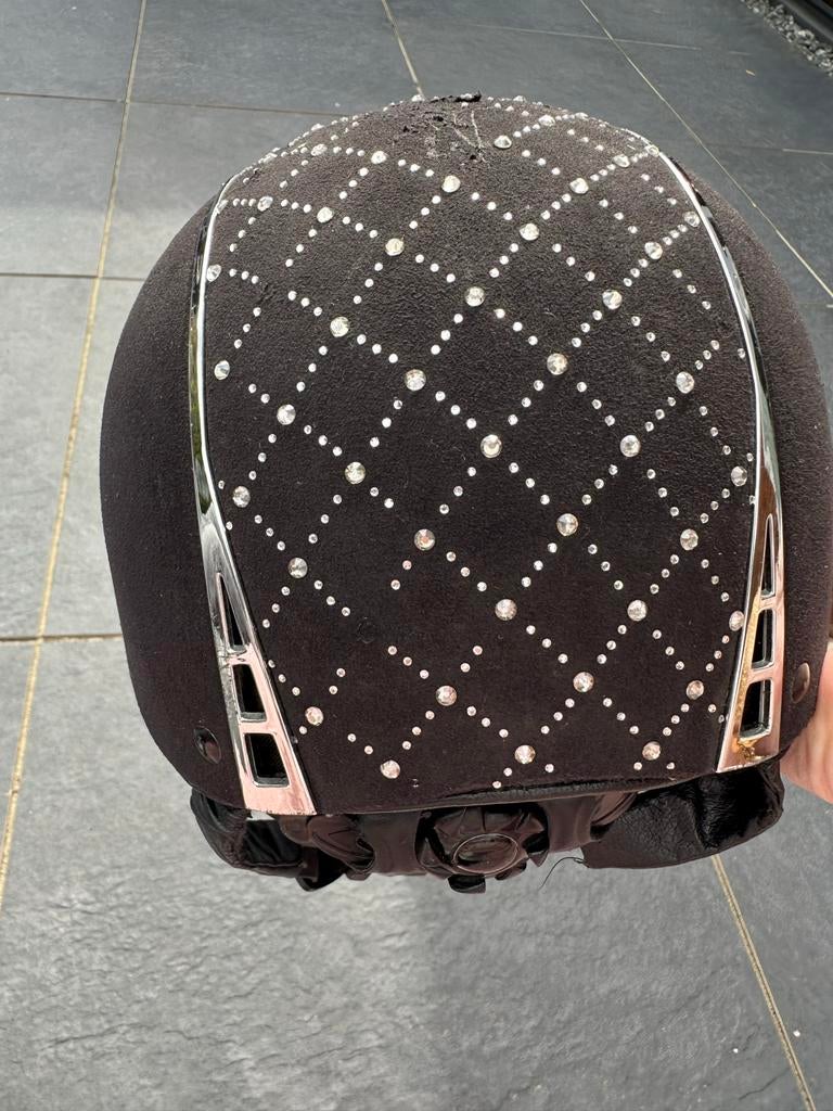 Zwarte cap epplejack maat xxs-s met strass steentjes, Dieren en Toebehoren, Ophalen of Verzenden, Gebruikt, Dressuur