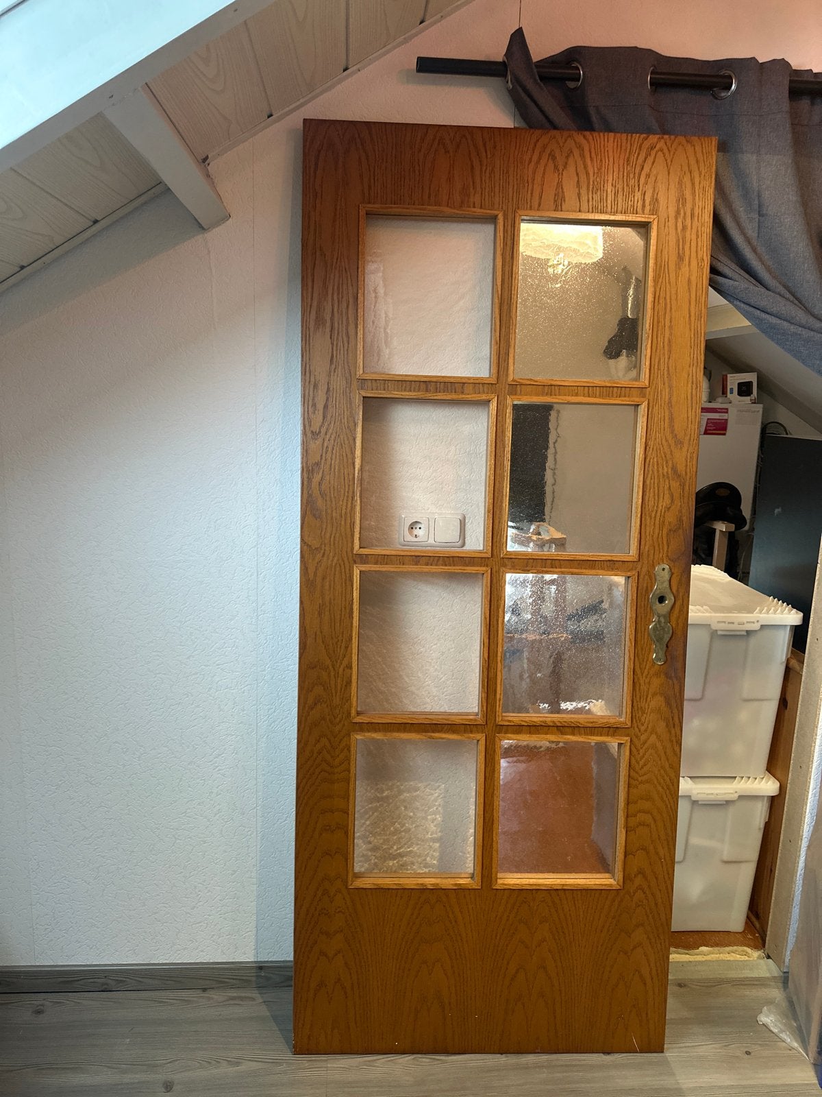 Houten binnendeur met glaspanelen, Doe-het-zelf en Verbouw, Ophalen, Gebruikt, 80 tot 100 cm, Binnendeur