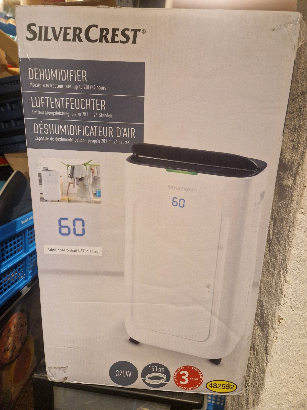SilverCrest Luchtontvochtiger 20L/24u met LED display, Ophalen, Nieuw, Luchtontvochter