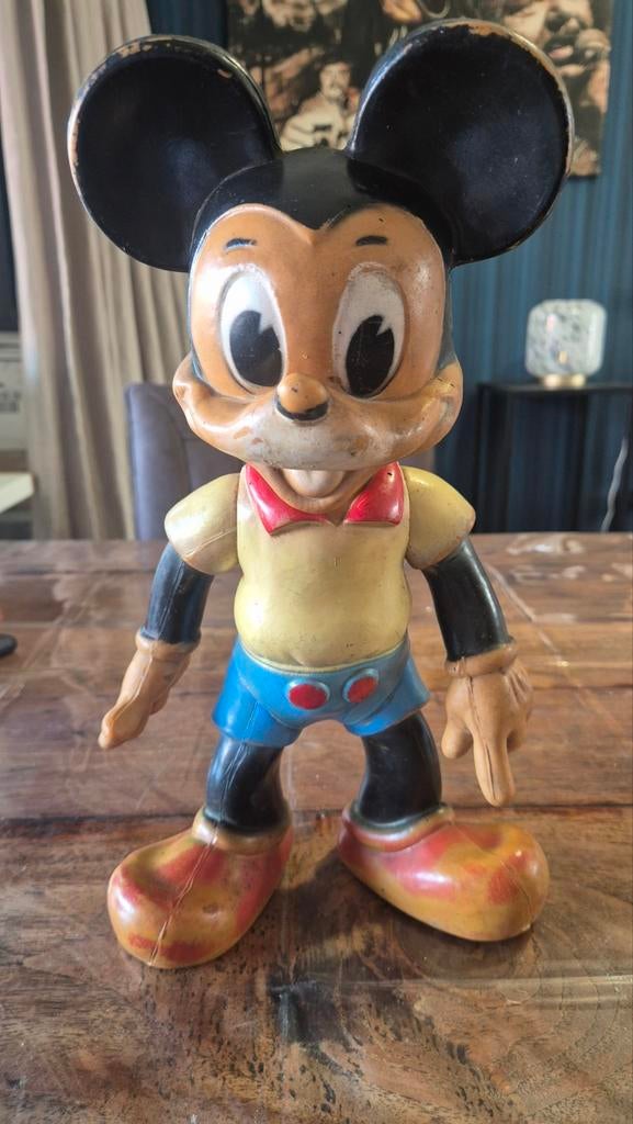 Vintage Mickey Mouse Ledraplastic jaren 60., Verzamelen, Disney, Ophalen of Verzenden