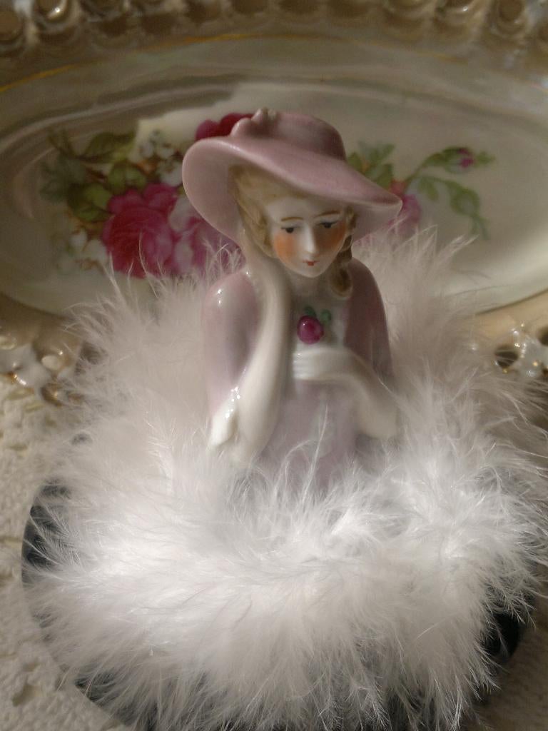 Half Doll "Pink Lady" <> Porseleinen BOUDOIR Popje 7½cm, Ophalen of Verzenden