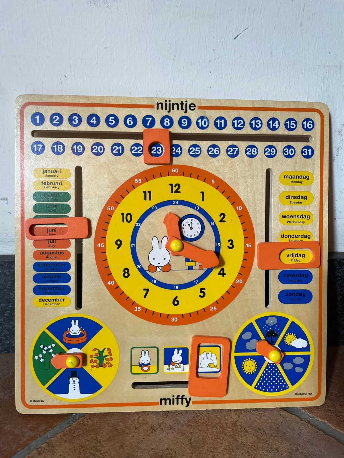 Nijntje Houten Educatief Bord - Kalender, Klok & Weer, Ophalen of Verzenden, Gebruikt, Overige typen