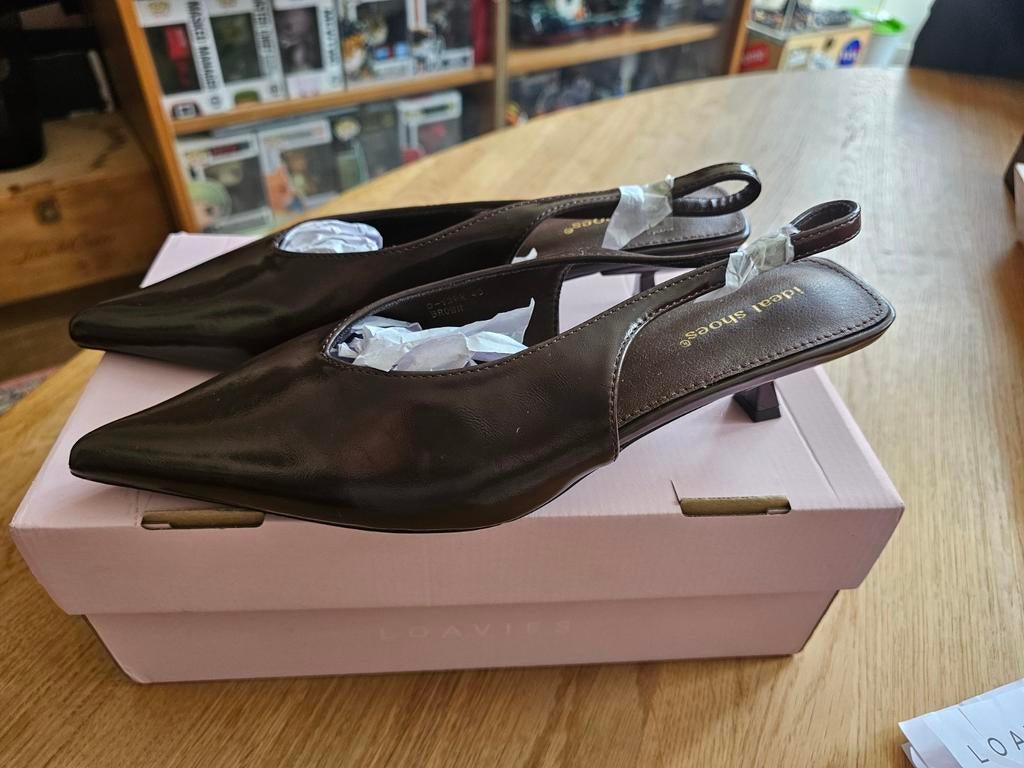 Nieuwe donkerbruine slingback pumps, maat 40, Kleding | Dames, Schoenen, Pumps, Ideal Shoes, Bruin, Nieuw