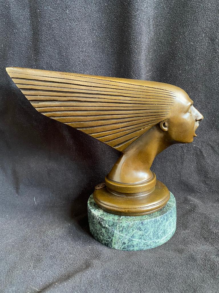 Bronzen Art Deco dameshoofd LaLique/stempel zuiver brons, Antiek en Kunst, Ophalen of Verzenden