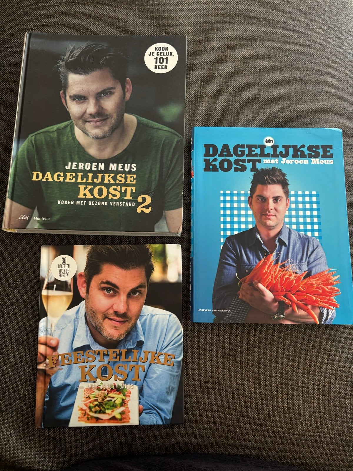 Jeroen Meus Kookboeken: Dagelijkse Kost & Feestelijke Kost, Boeken, Voorgerechten en Soepen, Ophalen of Verzenden, Zo goed als nieuw