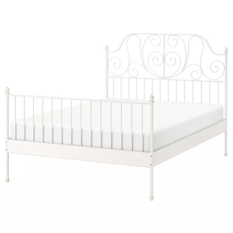 IKEA LEIRVIK bedframe 140x200 cm - Wit metaal, Gebruikt, Wit, Tweepersoons, 200 cm