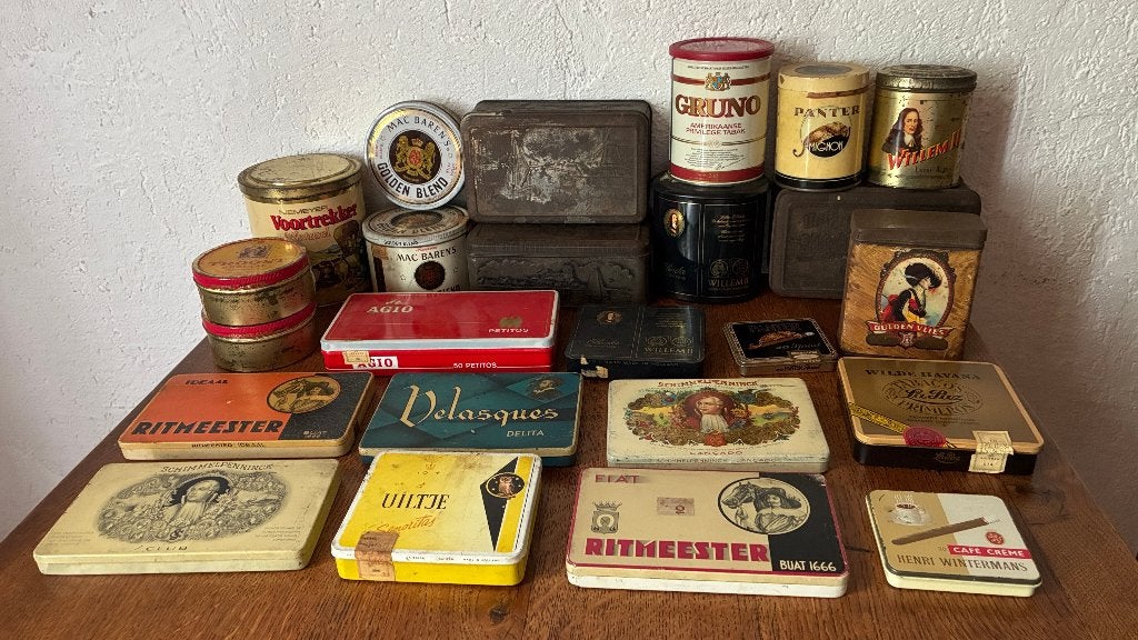 Vintage blikken tabak sigaren, Ophalen of Verzenden, Gebruikt, Overige
