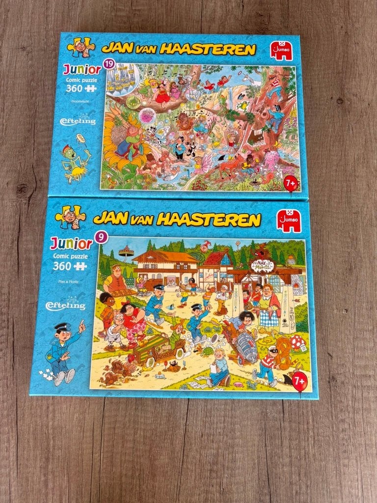 Jan van Haasteren Junior puzzels – Efteling nr. 9 & nr. 19, Ophalen of Verzenden, Minder dan 500 stukjes, Zo goed als nieuw, Legpuzzel
