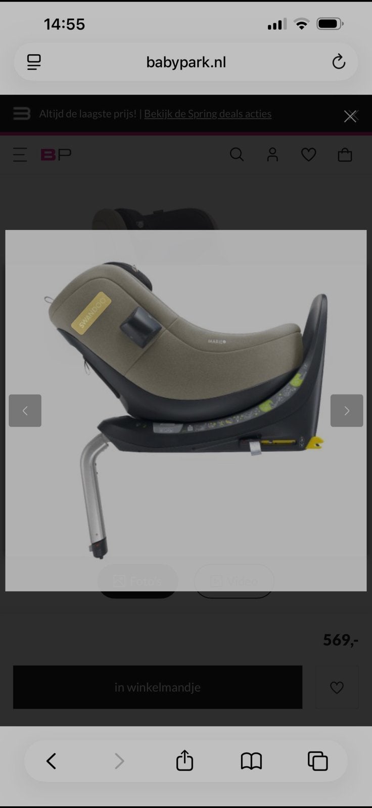 Swandoo autostoel, Kinderen en Baby's, Autostoeltjes, Autogordel, 9 t/m 18 kg, Zo goed als nieuw, Ophalen