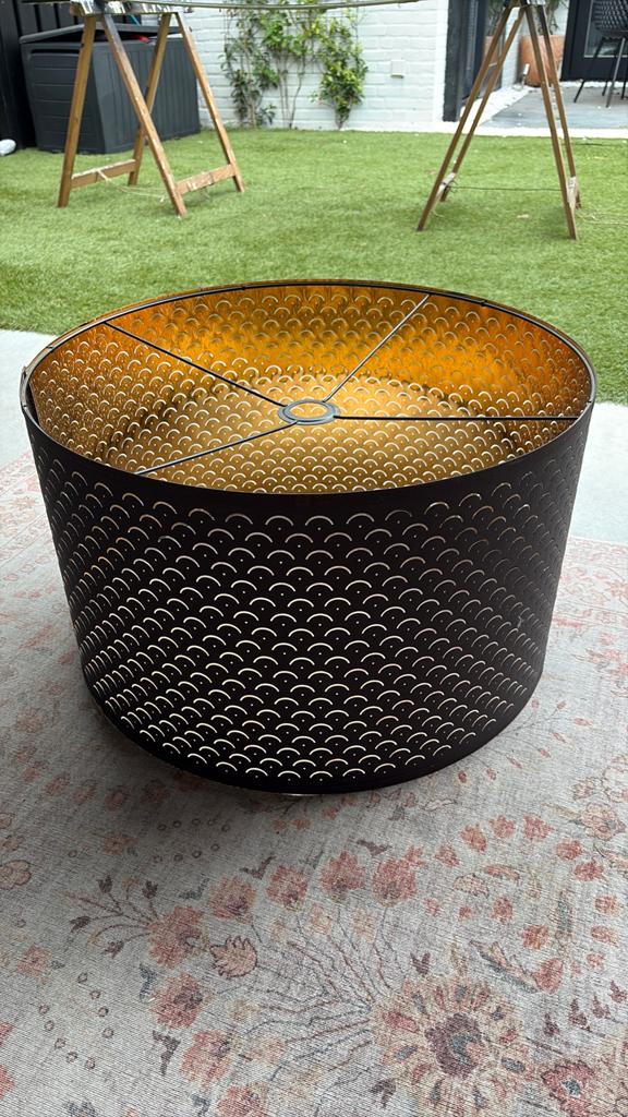 Lampenkap groot - zwart met goud - 59cm, Ophalen, Zo goed als nieuw, Rond