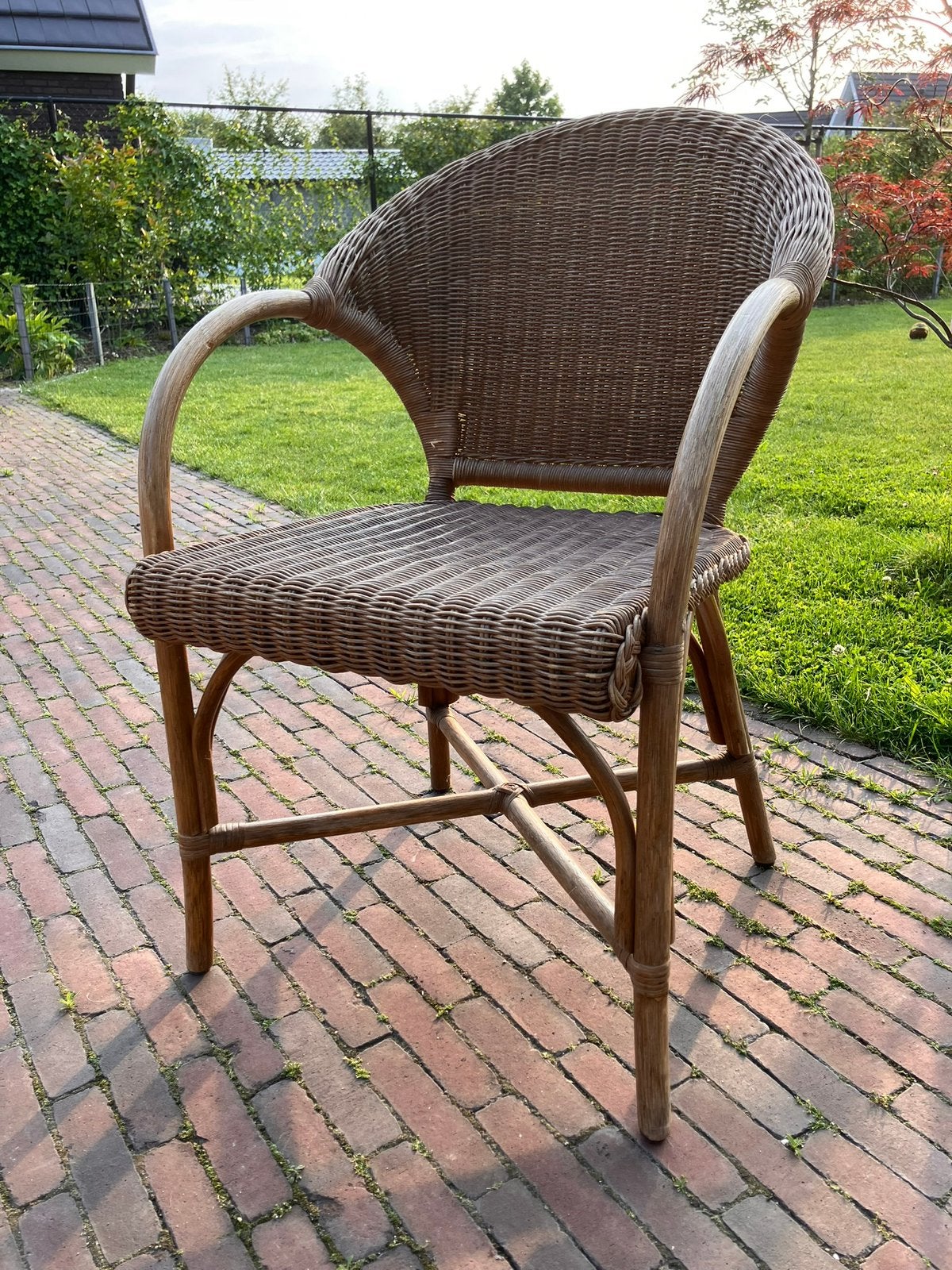 4 Rotan tuinstoelen-Rohé, Tuin en Terras, Tuinstoelen, Ophalen, Gebruikt, Rotan
