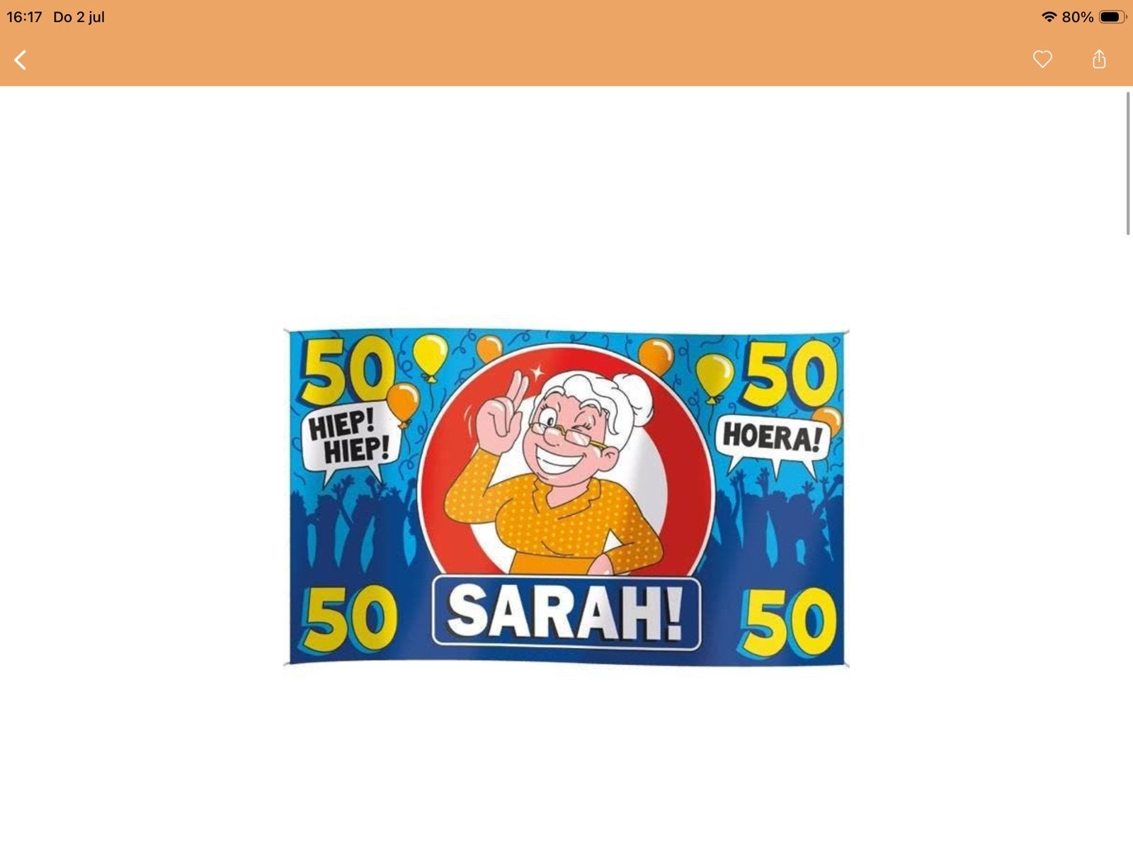 Sarah vlag, Ophalen of Verzenden