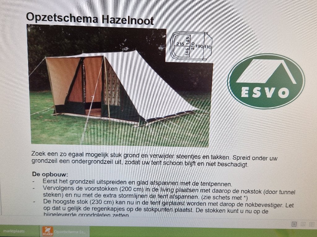 Tent Esvo Hazelnoot, Caravans en Kamperen, Tenten, Ophalen, Zo goed als nieuw, Tot en met 4