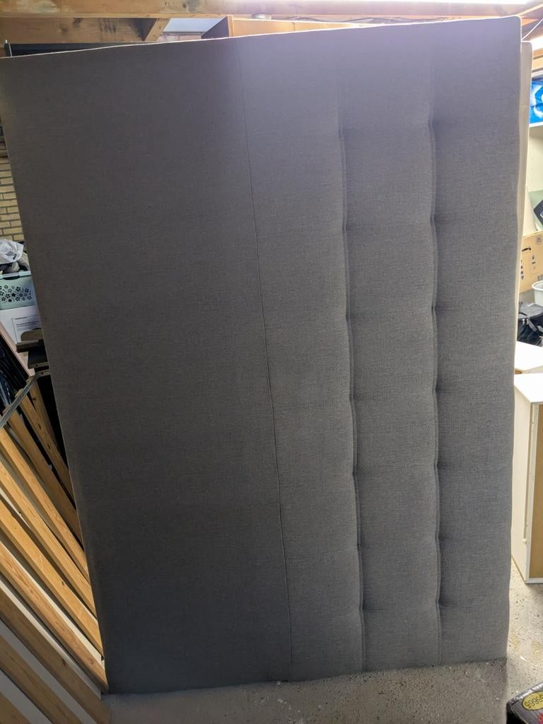 Gratis- Hoofdeinde van bed grijs - goede staat - 125x177, Ophalen, Gebruikt, Tweepersoons, Grijs