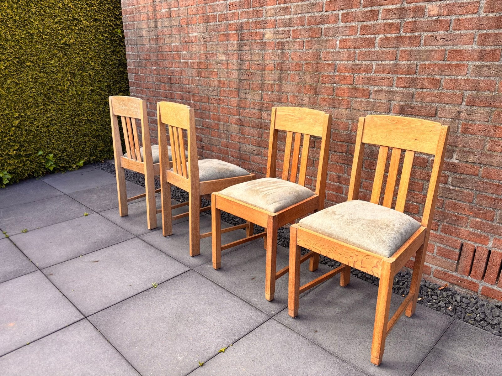 4 eikenhouten stoelen eethoek, Ophalen, Gebruikt, Overige kleuren, Vier