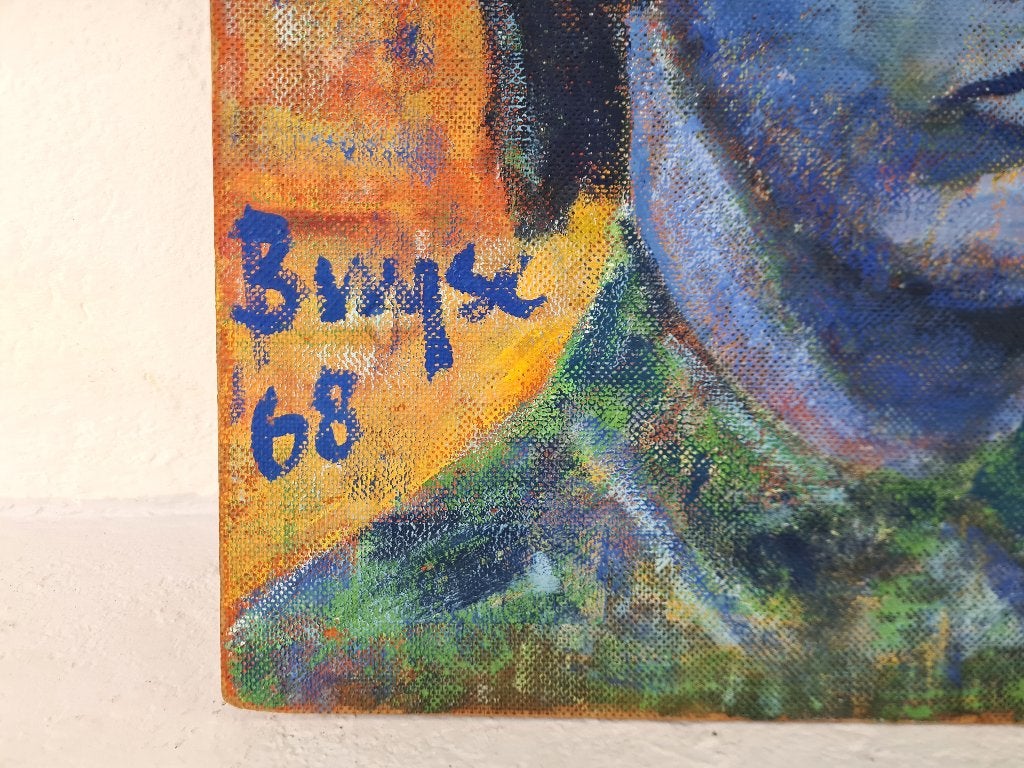 Portret Jongen | Schilderij op Paneel | 1968, Antiek en Kunst, Hout, Ophalen of Verzenden, Gesigneerd, Portret