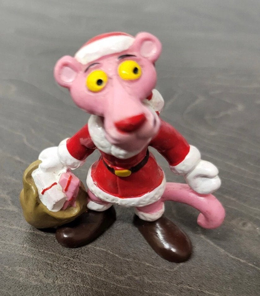 🎅🏻 Vintage Pink Panther Figuur BULLY 1983 Kerst outfit, Ophalen of Verzenden, Overige figuren, Zo goed als nieuw, Beeldje of Figuurtje