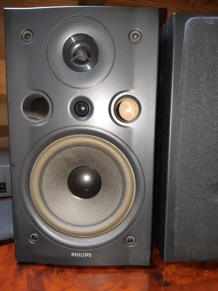 Luidsprekerboxen philips fb 76/20 3 weg systeem, met frontje, Philips, Refurbished, Ophalen of Verzenden, 120 watt of meer