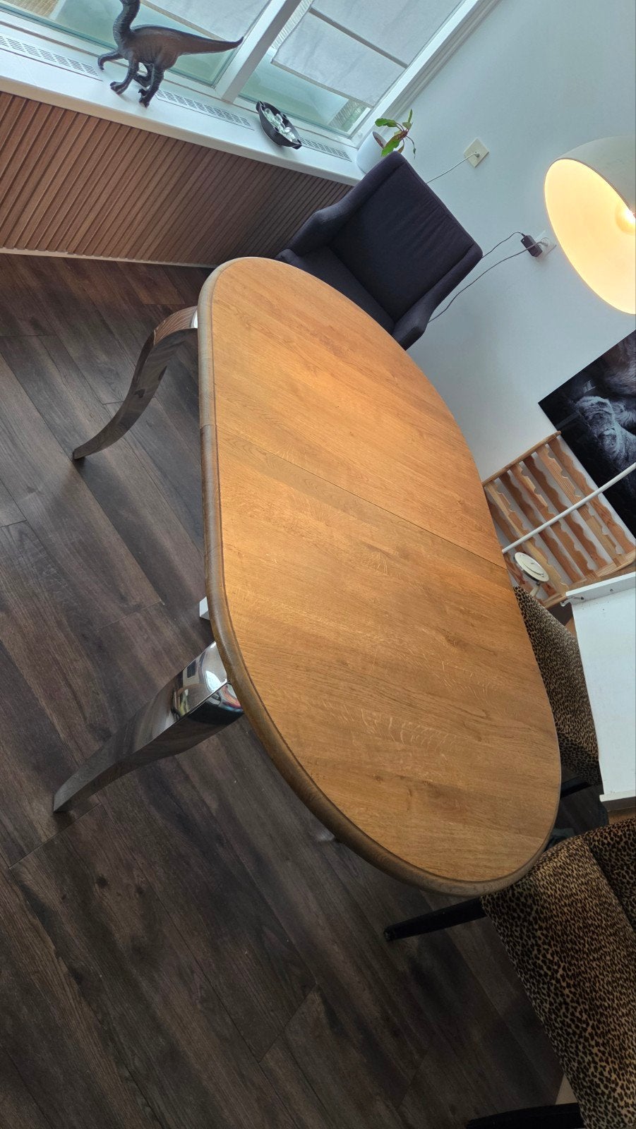 Foto 3 van Uitschuifbare eettafel ovaal eikenhout