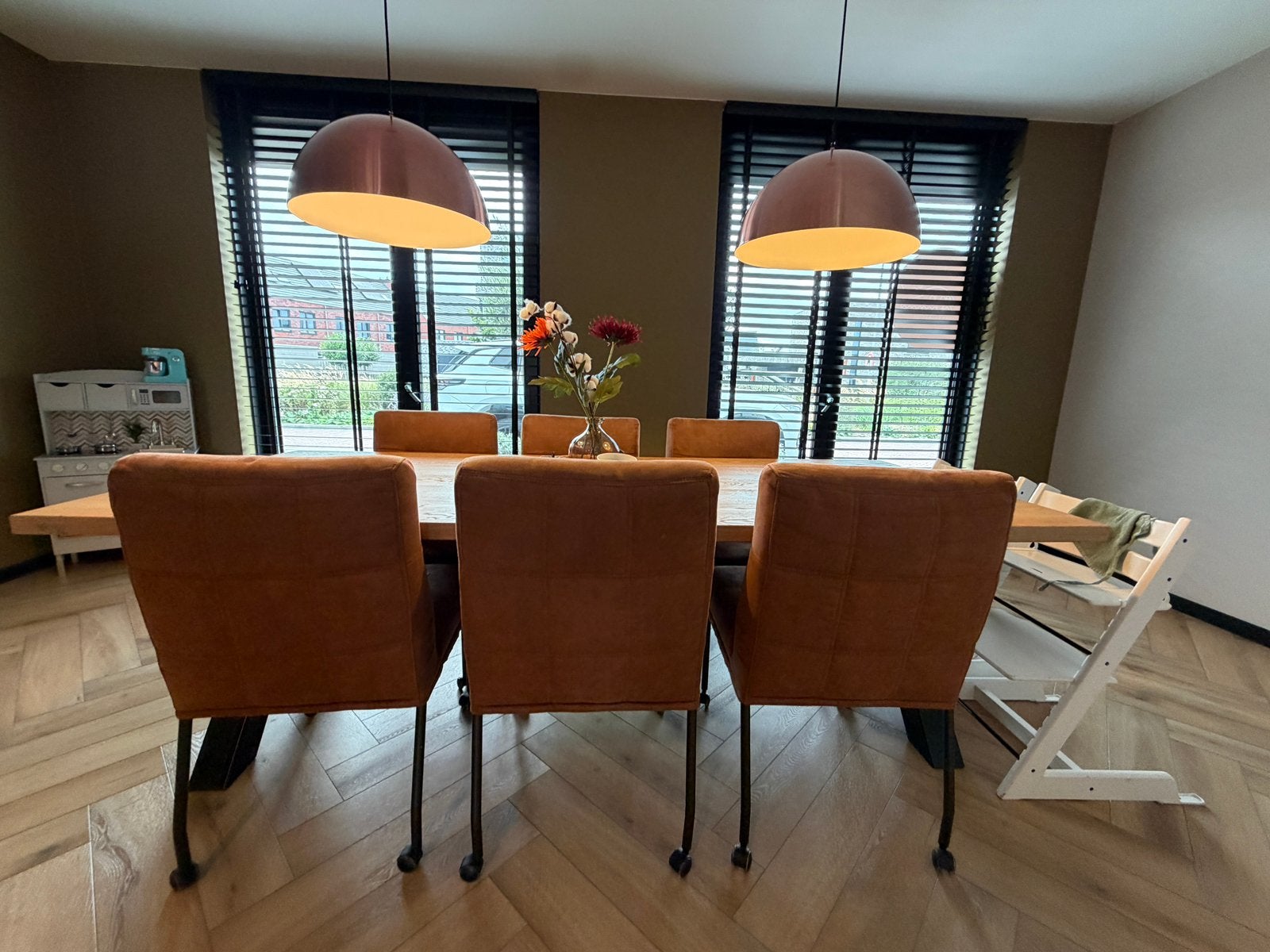 Prachtige eettafel met 6 luxe stoelen, Ophalen, Gebruikt, 200 cm of meer, 50 tot 100 cm
