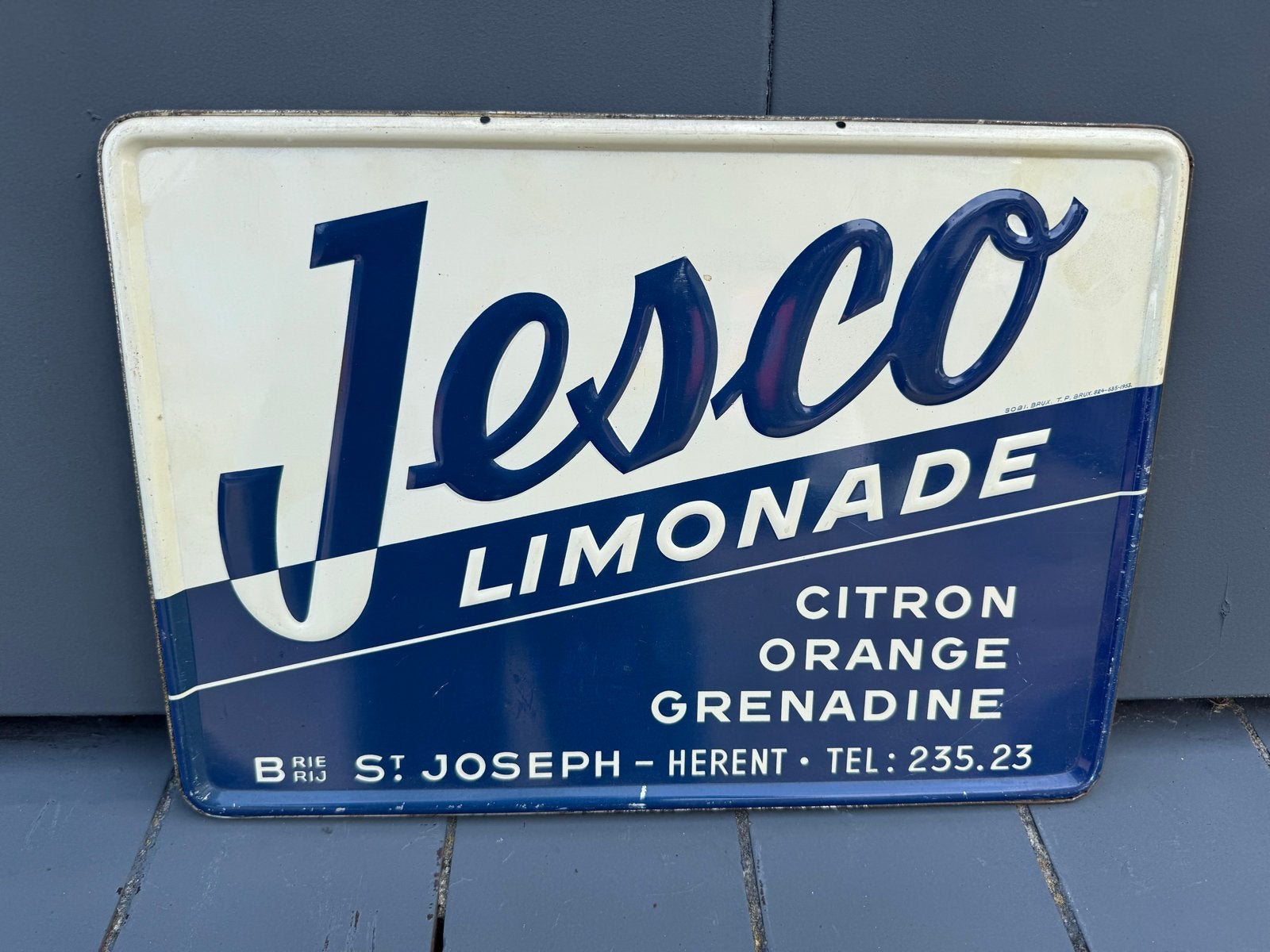 Vintage Jesco Limonade Reclamebord - Jaren '50, Verzamelen, Merken en Reclamevoorwerpen, Ophalen of Verzenden, Gebruikt, Reclamebord