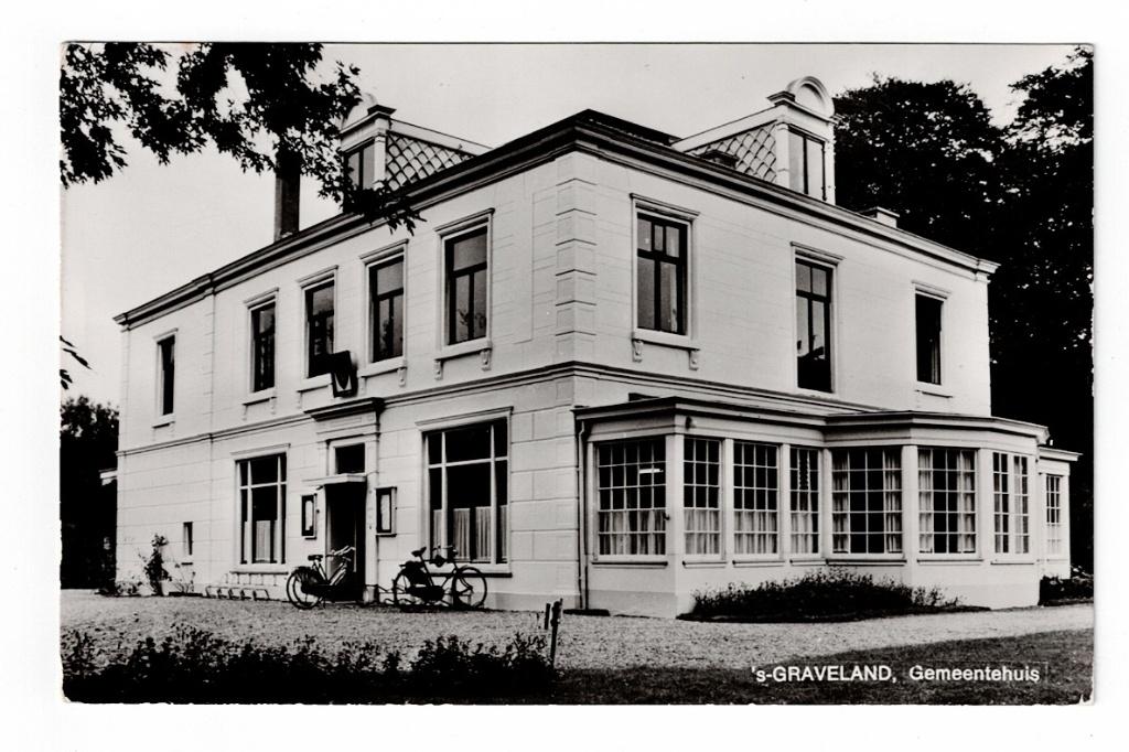 's Graveland. Fotokaart van het Gemeentehuis., Ophalen of Verzenden, 1940 tot 1960, Ongelopen, Noord-Holland