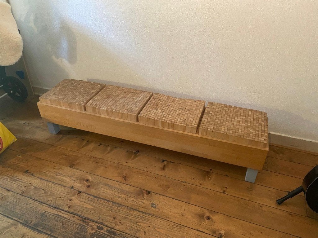 vintage design bank kunstenaar Marc de Vree, Ophalen, Gebruikt, Minder dan 75 cm, 150 tot 200 cm