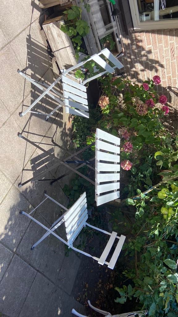 Tuin zitje setje tuinsetje bistro witte tafel stoelen balkon, Ophalen, Zo goed als nieuw, Bank, 2 zitplaatsen