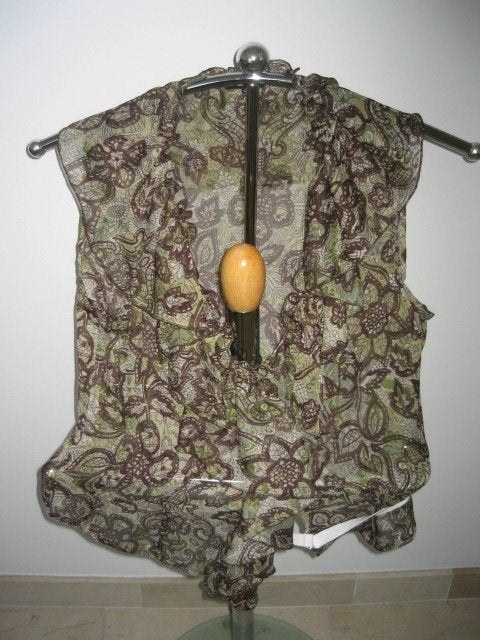 Voile overslag blouse met bijpassend wikkelvestje, Kleding | Dames, Blouses en Tunieken, Gedragen, Maat 36 (S), Meerkleurig, Ophalen of Verzenden