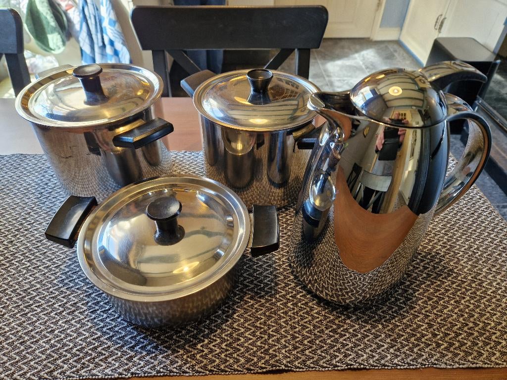 Set van 3 hoge kookpannen tbv camper of caravan, Ophalen, Gebruikt