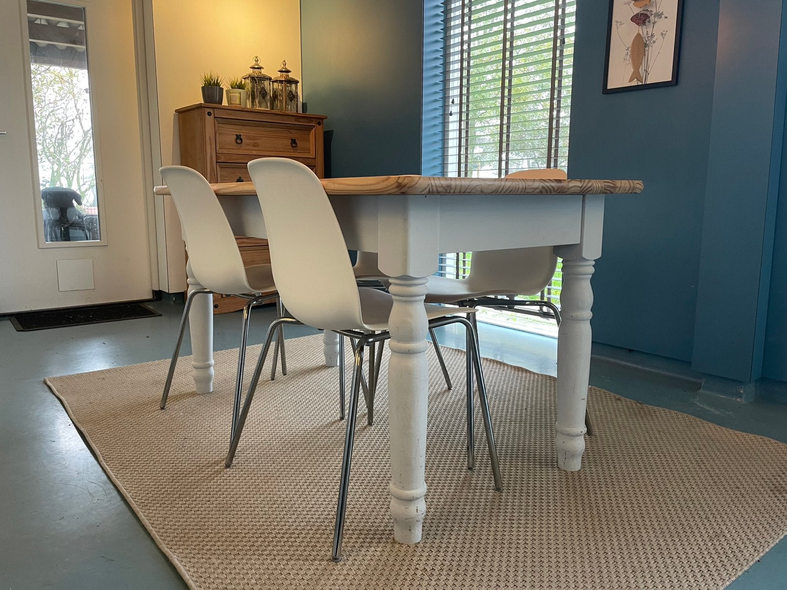 Grenen eettafel, Ophalen, Gebruikt, 100 tot 150 cm, 50 tot 100 cm