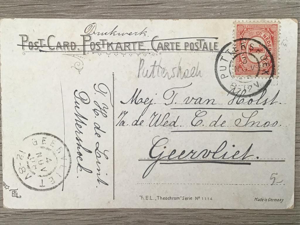 Puttershoek Geervliet Stelletje 1908, Verzamelen, Verzenden, Voor 1920, Gelopen, Zuid-Holland