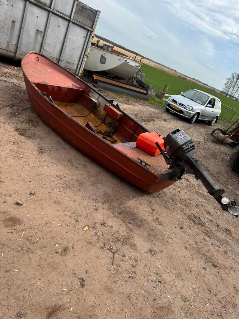 Sloepje bootje staal ding, Watersport en Boten, Sloepen, Ophalen, Gebruikt, Buitenboordmotor, Polyester