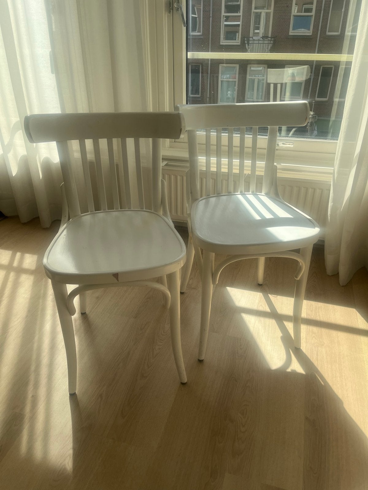 Vintage Vervoort cafe bistro stoelen wit (2 stuks), Ophalen