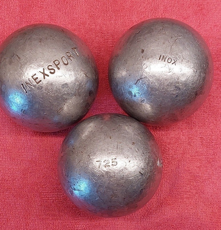 Jeu de Boulesset Marseille (3 Boules in Leren tas), Ophalen of Verzenden, Gebruikt, Overige typen