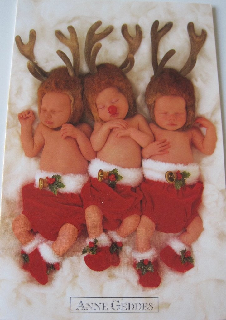 Anne Geddes - babies met gewei - dubbele kaart - 1999, Verzenden, 1980 tot heden, Gelopen, Kinderen