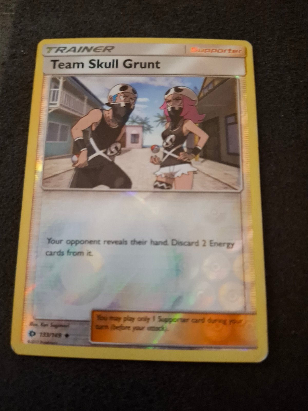 Pokémon TCG: Team Skull Grunt (Foil) - Sun & Moon 133/149, Ophalen of Verzenden, Gebruikt, Losse kaart