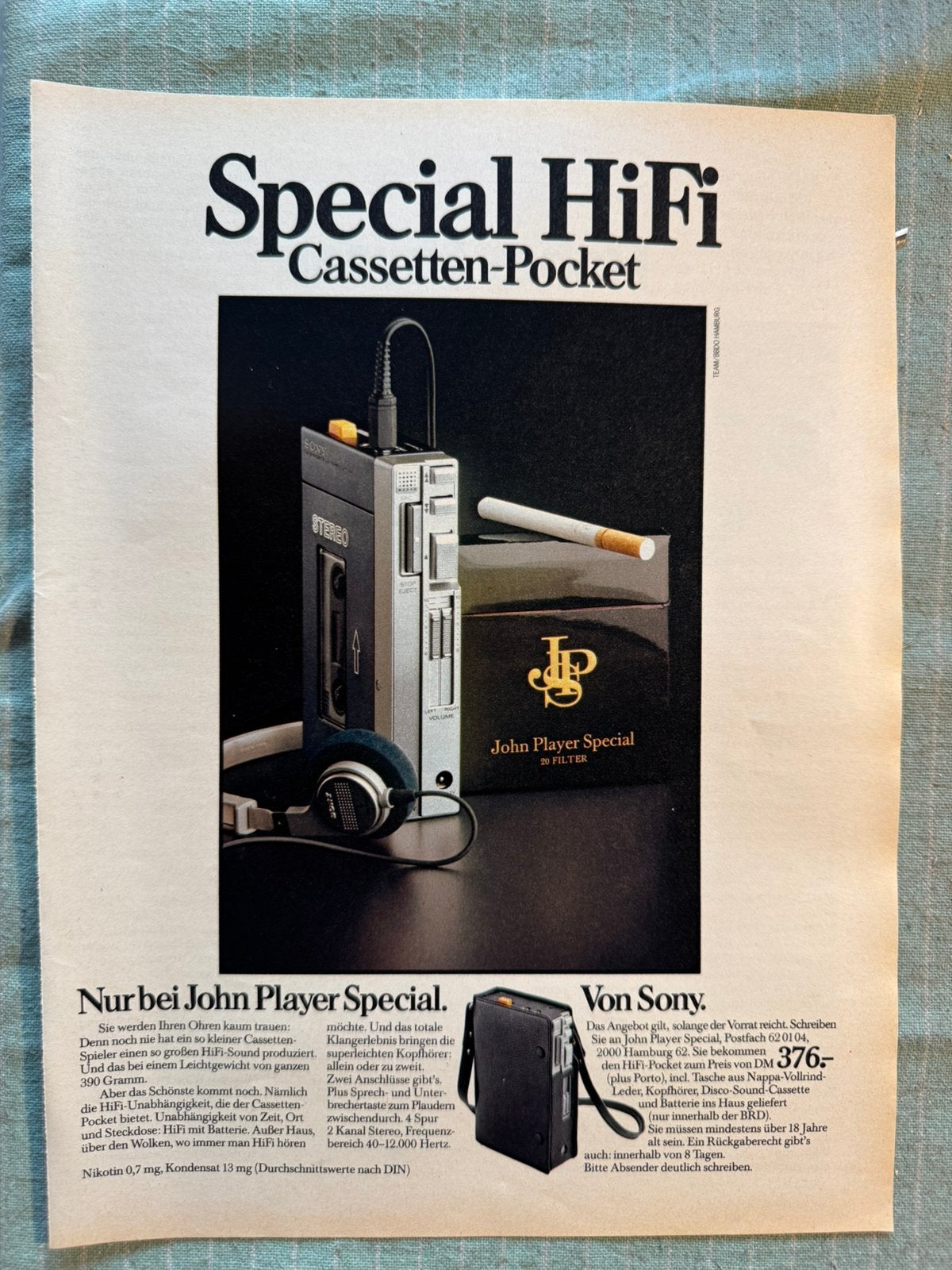 Advertentie Sony walkman JPS John Player Special, Verzenden, Zo goed als nieuw