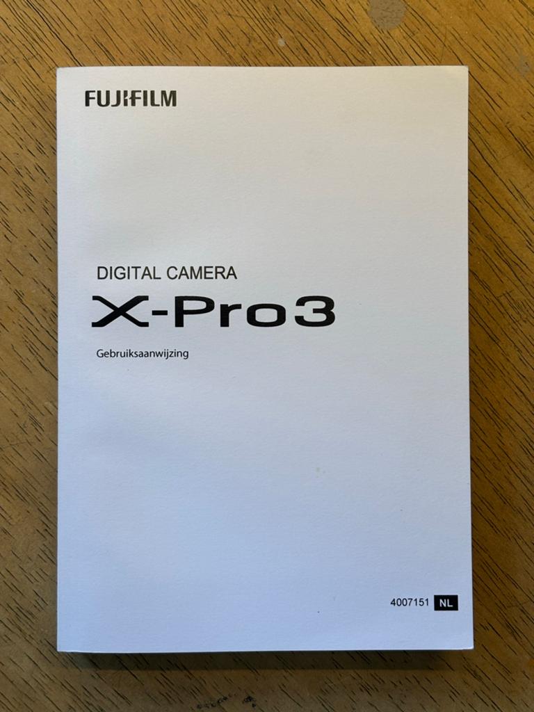 Fujifilm X-Pro3 Gebruiksaanwijzing  nederlandstalig, Ophalen of Verzenden, Zo goed als nieuw