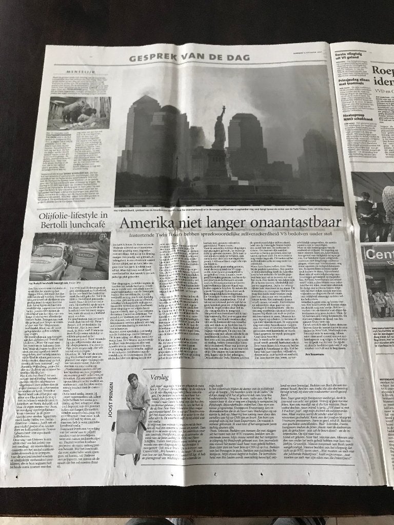 Leidsch Dagblad 15 september 2001 VS voorbereid op Oorlog., Verzamelen, Ophalen of Verzenden, 1980 tot heden, Krant