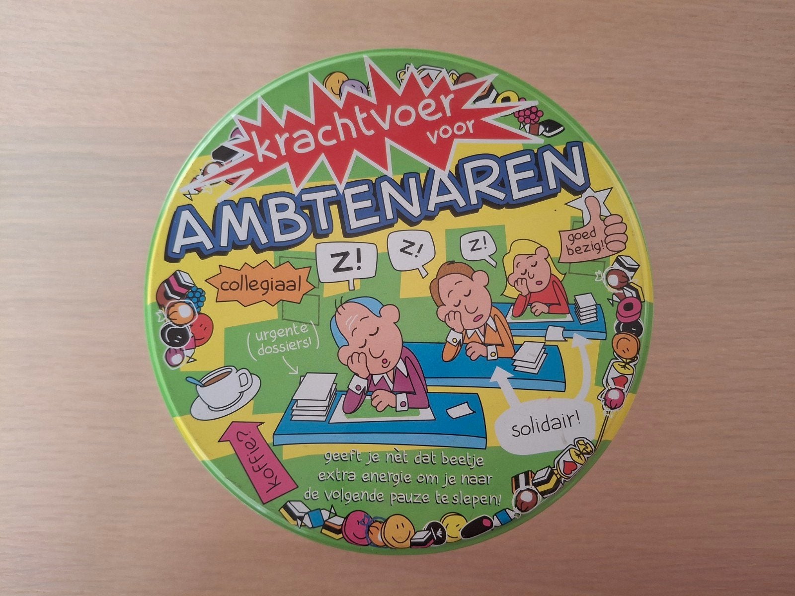 Snoeptrommel "Krachtvoer voor ambtenaren", Verzamelen, Blikken, Ophalen of Verzenden, Gebruikt, Overige