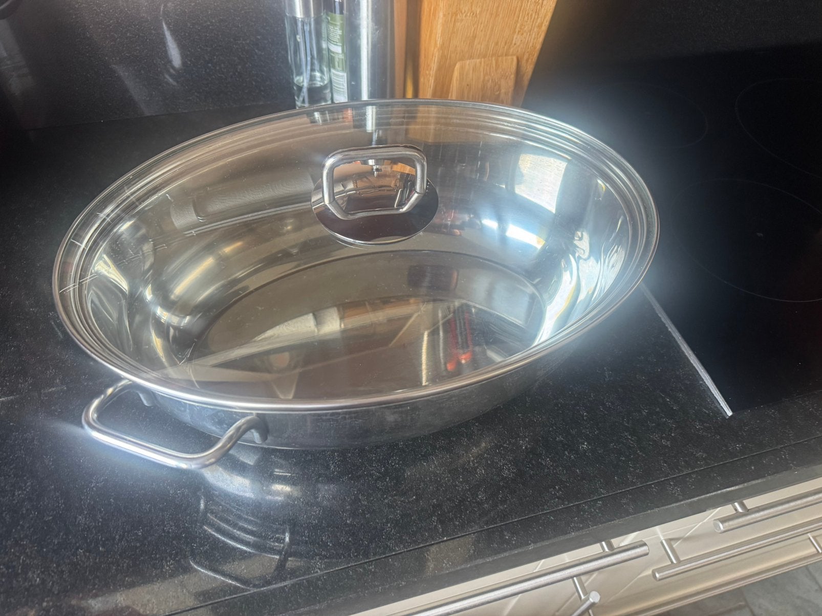 Grote ovale pan, Huis en Inrichting, Keuken | Potten en Pannen, Ophalen, Zo goed als nieuw, Rvs