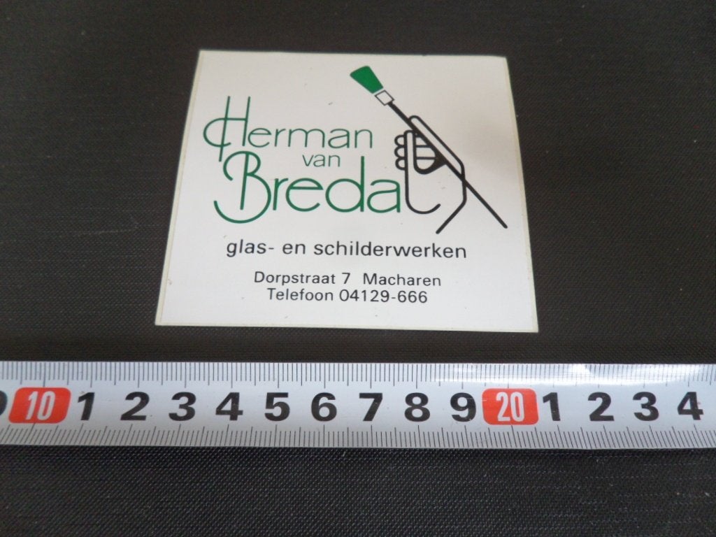 sticker macharen herman van breda glas- en schilderwerken, Ophalen, Zo goed als nieuw