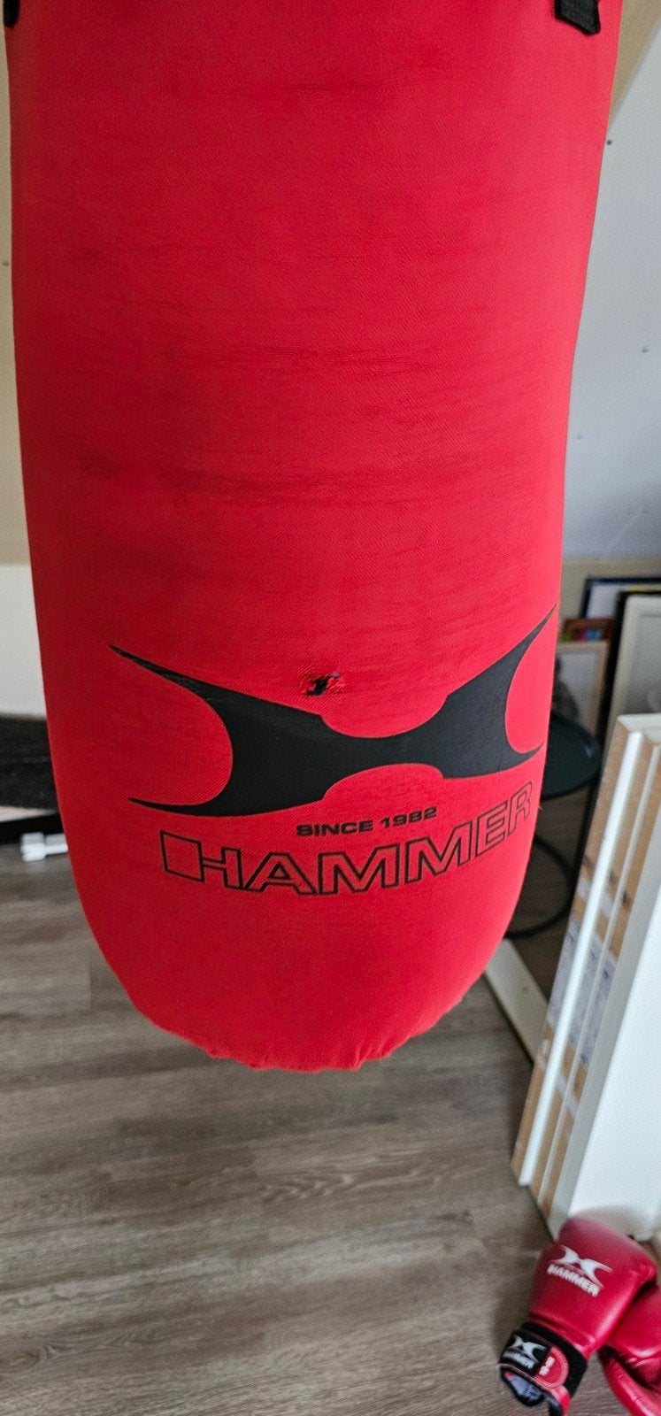 Hammer bokszak, met ophangbeugel en handschoenen., Ophalen, Bokszak