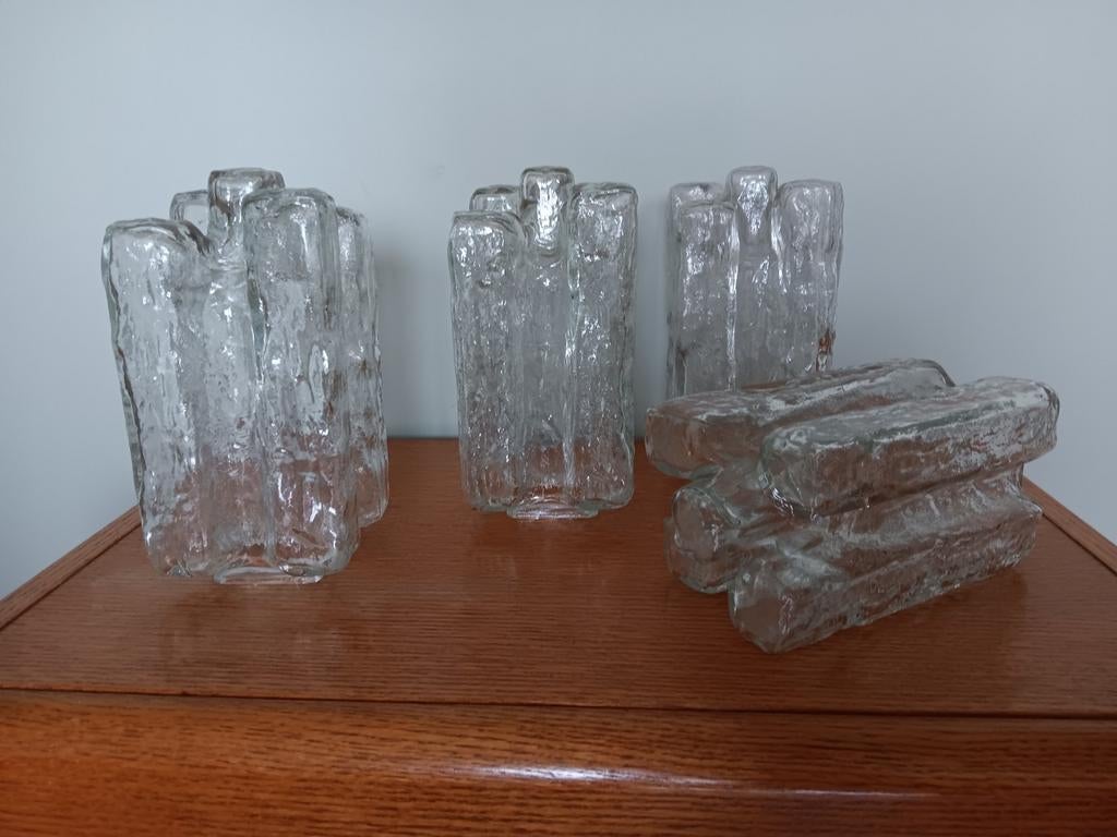 Ice glass lampenkappen jaren 70 ontworpen door J T Kalmar, Huis en Inrichting, Lampen | Lampenkappen, Gebruikt, Minder dan 25 cm