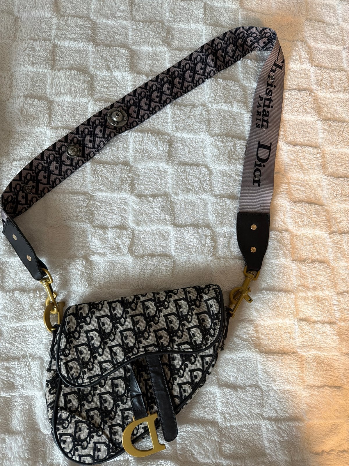 Christian Dior Saddle Bag Oblique Canvas, Ophalen of Verzenden, Zo goed als nieuw, Zwart, Schoudertasje