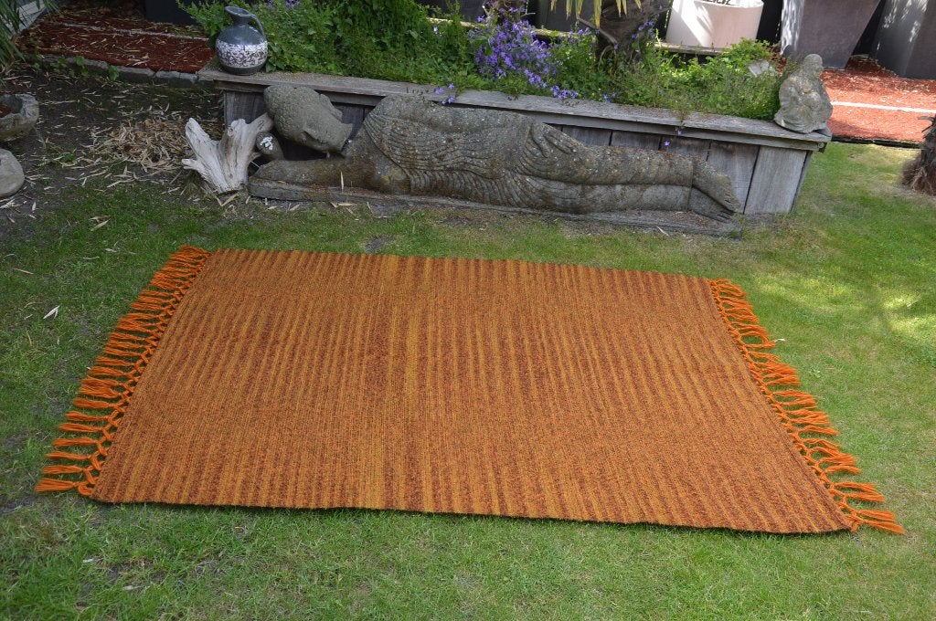 Zuiver wollen tafelkleed/ woondeken uit de seventies oranje, Gebruikt, Eenpersoons, Handgemaakt, Oranje