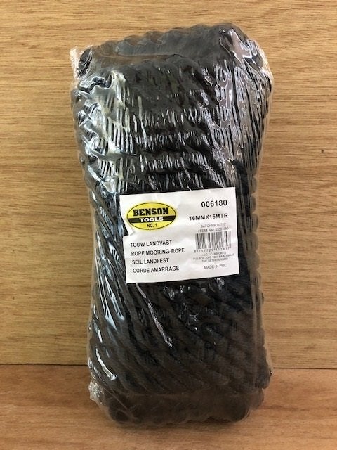 Touw landvast zwart 16mm x 15m., Watersport en Boten, Eddiys, Espel, Nieuw, Info@eddiys.eu