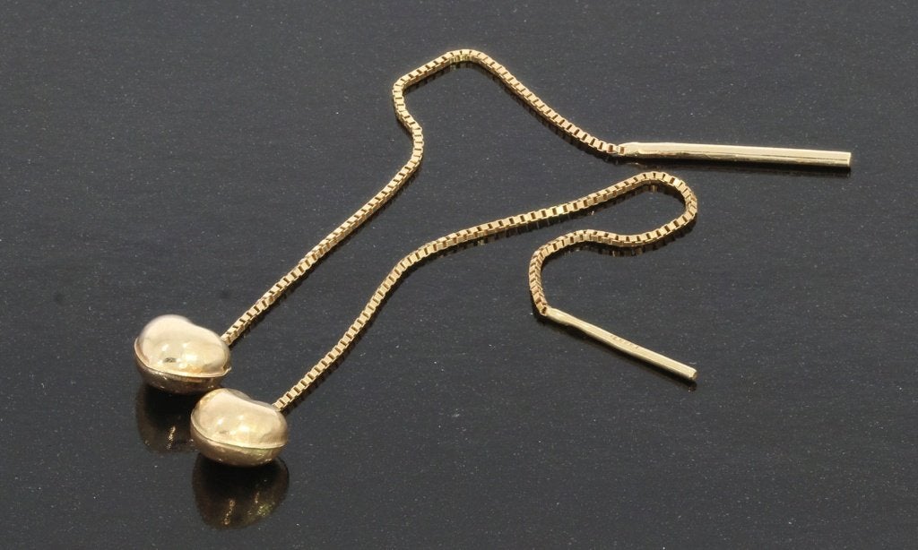 Staafjes hart oorbellen 14k goud venetiaans schakels dames
