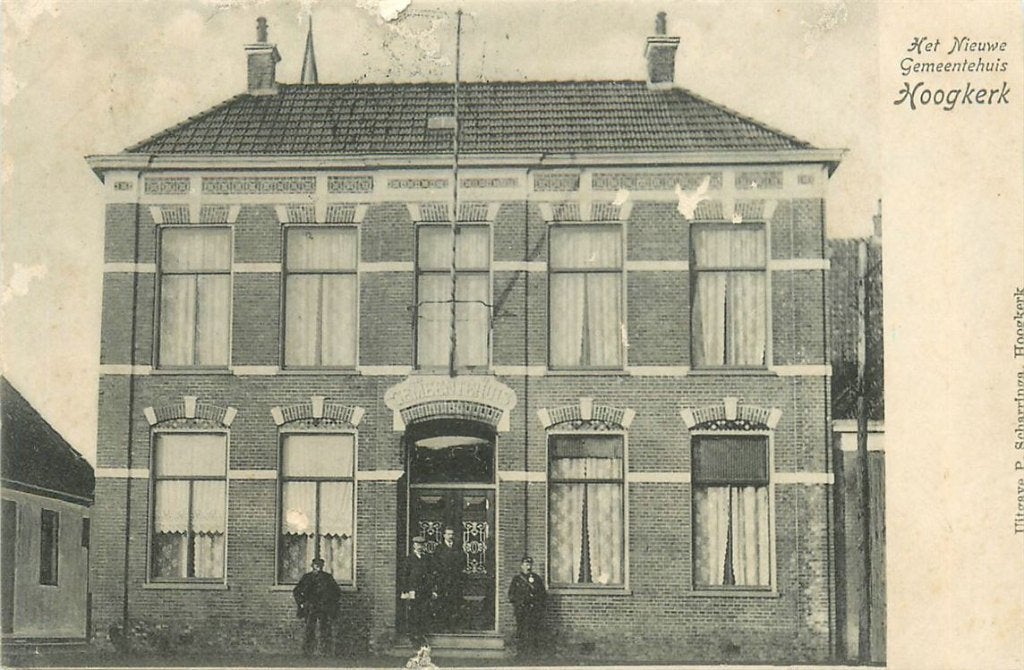 378-287-023 Hoogkerk Gemeentehuis, Verzamelen, Ansichtkaarten | Nederland, Verzenden, Voor 1920, Groningen
